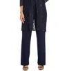 R & M Richards Lace 3/4 Sleeve 3-piece Pants Set In Navy