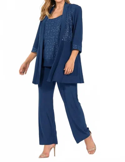 R & M Richards Long Formal Pant Suit Jacket In Peacock In Blue