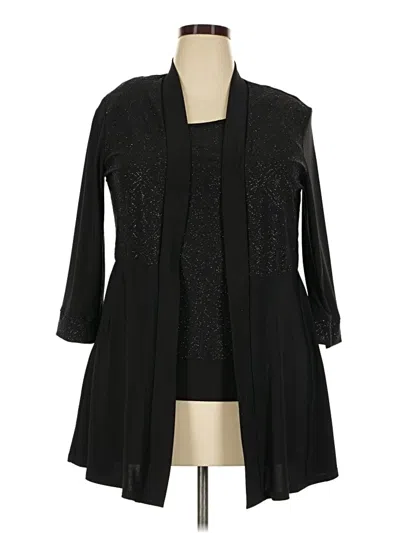 Pre-owned R & M Richards Long Sleeve Blouse In Black