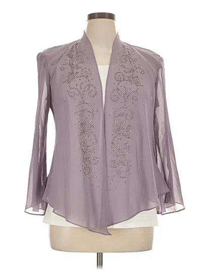 Pre-owned R & M Richards Long Sleeve Blouse In Gray