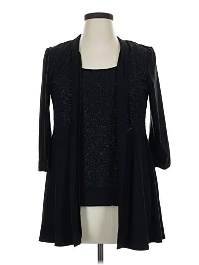 Pre-owned R & M Richards Long Sleeve Top Black Cowl Neck Tops