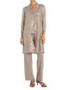 R & M Richards Metallic Lace Tank Jacket Set Pant In Champagne In White