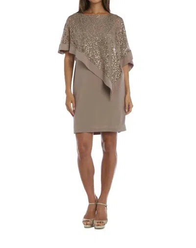 R & M Richards Mother Of The Bride Short Dress In Mocha In Brown