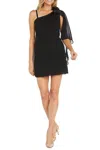 R & M Richards One Shoulder Short Evening Dress In Black In Black