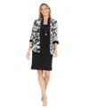 R & M Richards Petites Womens Printed Knee Cocktail And Party Dress In Black,whit