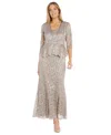 R & M RICHARDS PETITE 2-PC. METALLIC-LACE GOWN & JACKET SET