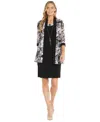 R & M Richards Petites Womens Printed Knee Cocktail And Party Dress In Black,grey