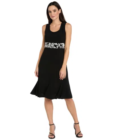 R & M Richards Petite 3/4-length Sleeve Jacket And Scoop Neck Dress, 2-piece Set In Black