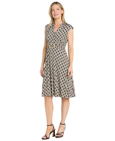 R & M Richards Petite A-line Sleeveless V-neck Dress In Multi