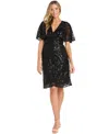 R & M Richards Petite Beaded Capelet Dress In Black