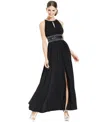 R & M Richards R&m Richards Petite Beaded Gown In Black