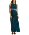 R & M Richards R&m Richards Petite Beaded Gown In Green