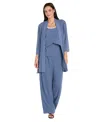 R & M Richards Petite Embellished Pants Suit, 3-piece Set In Blue
