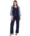 R & M Richards Petite Floral Jacket, Tank Top & Pants Set In Blue