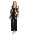 R & M Richards Petite Jacket, Top And Pants 3-piece Set In Black