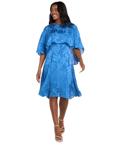 R & M Richards Petite Jacquard Overlay Dress In Blue