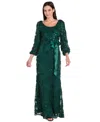 R & M Richards Petite Long Scoop Neck Lace Dress In Green