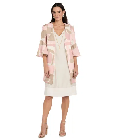 R & M Richards Petite Printed Jacket Dress In Pink