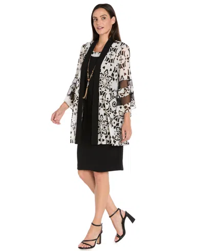R & M Richards Petite Scoop Neck Dress And Bell Sleeve Jacket, 2-piece Set In Black