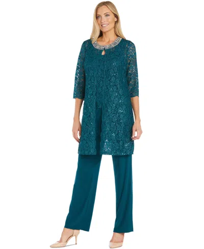 R & M Richards Petite Sequin Lace Jacket, Tank & Pants Set