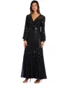 R & M Richards Sequined Blouson-sleeve Gown In Black