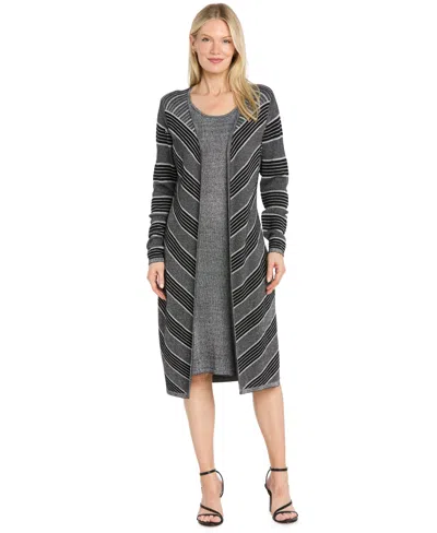 R & M Richards Petite Two-piece Metallic Midi Sweater Dress In Multi
