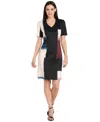 R & M Richards Petite V-neck Short-sleeve Dress In Multi