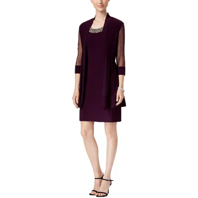 R & M Richards Petites Womens 2pc Embellished Cocktail Dress In Pink