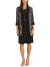 R & M Richards Petites Womens Cardigan 3/4 Sleeve Open-front Blazer In Multi