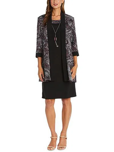 R & M Richards Petites Womens Cardigan 3/4 Sleeve Open-front Blazer In Multi