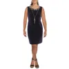 R & M Richards Petites Womens Contrast Trim Knee-length Shift Dress In Multi