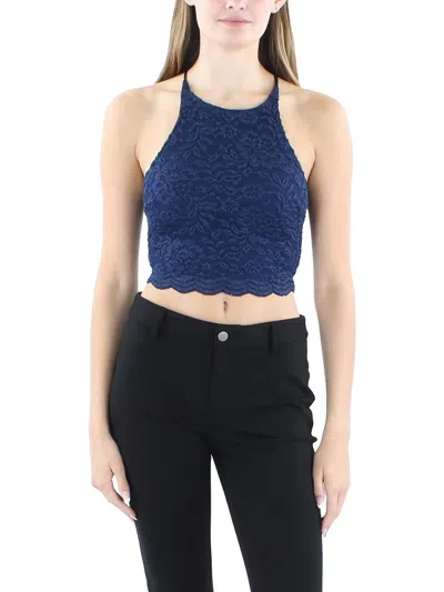 R & M Richards Petites Womens Embellished Lace Shell In Blue