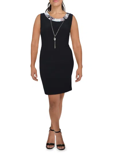 R & M Richards Petites Womens Knit Sleeveless Sheath Dress In Multi