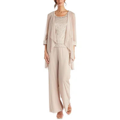 R & M Richards Petites Womens Mesh Lace-trim Duster Blazer In White