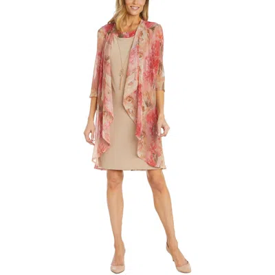 R & M Richards Petites Womens Metallic Polyester Two Piece Dress In Multi