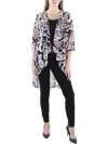R & M Richards Petites Womens Open Front Textured Duster Blazer In Black
