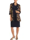 R & M Richards Plus Womens Chiffon Jacket Two Piece Dress In Blue