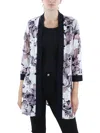 R & M Richards Petites Womens Printed Sheer Duster Blazer In Multi