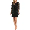 R & M Richards Petites Womens Rosette Polyester Two Piece Dress In Black