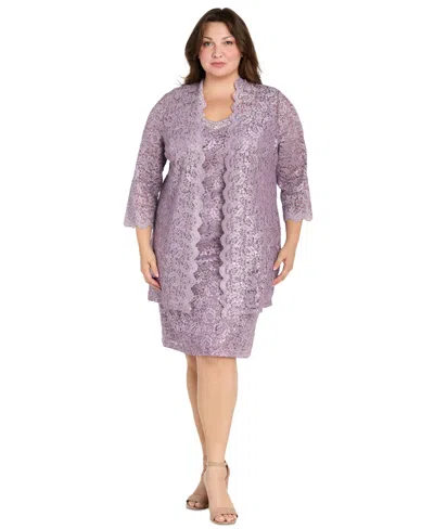 R & M Richards Plus Size 2-pc. Lace Jacket & Dress Set