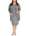 R & M Richards Womens Faux-jacket Dress With Removable Necklace In Charcoal