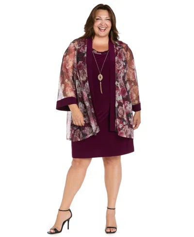 R & M Richards Plus Size 2-piece Floral Jacket And Scoop Neck Dress In Animal Print