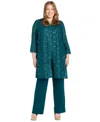 R & M Richards Plus Size 3-pc. Embellished Jacket, Tank & Pants Set In Green