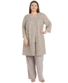 R & M Richards Plus Size 3-pc. Embellished Jacket, Tank & Pants Set In Taupe