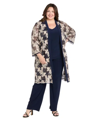 R & M Richards Plus Size 3-piece. Top, Jacket, And Pants Set In Multi