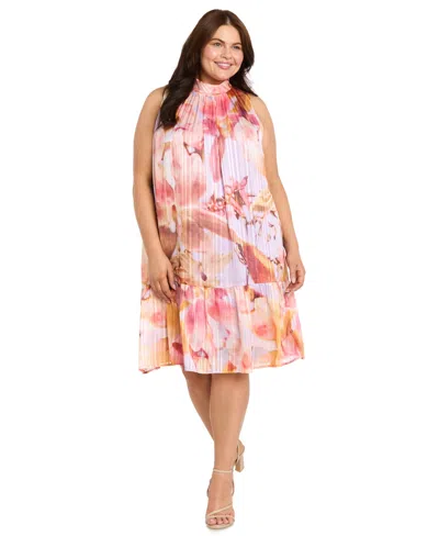 R & M Richards Plus Size Floral Print Sleeveless Dress In Multi