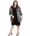 R & M Richards Plus Size Glitter Jacket Dress In Multi
