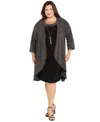 R & M Richards Plus Size Glitter Pull-on Jacket Dress In Black