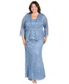 R & M Richards Plus Size Metallic Lace Jacket And Dress