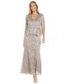 R & M RICHARDS PLUS SIZE METALLIC LACE JACKET AND DRESS